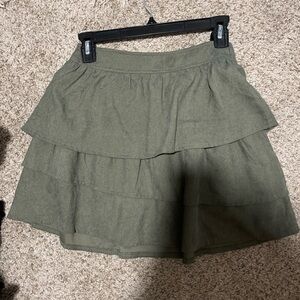 Elegant Olive Green Tiered Mini Skirt